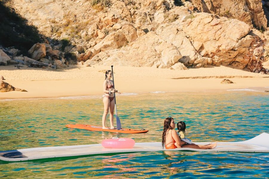 Cabo San Lucas: Private Catamaran Tour with Snorkeling - SUP boards, water toys for groups, and the onboard music system