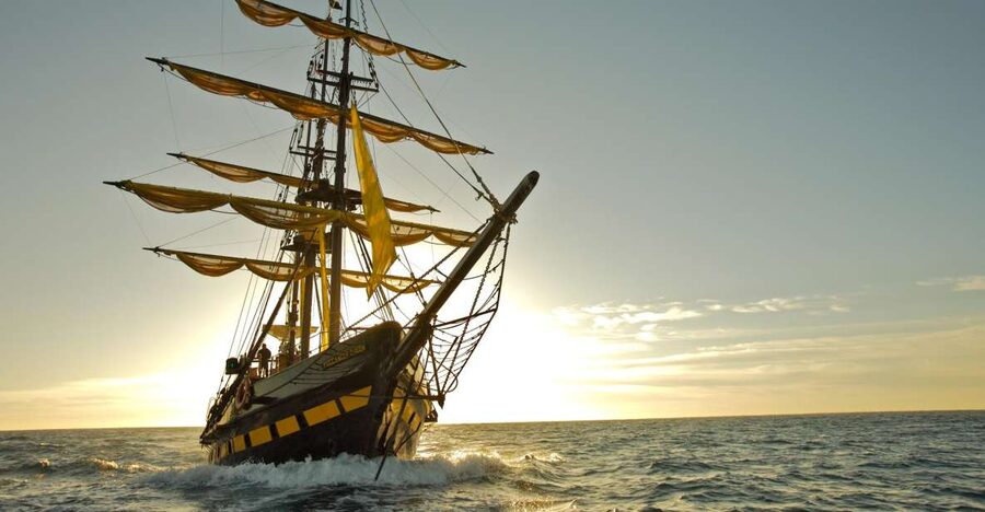 Cabo San Lucas: Sunset Pirate Ship Cruise with Dinner Show - Boarding the Motor Yacht Lynn Marie and getting pulled into the act