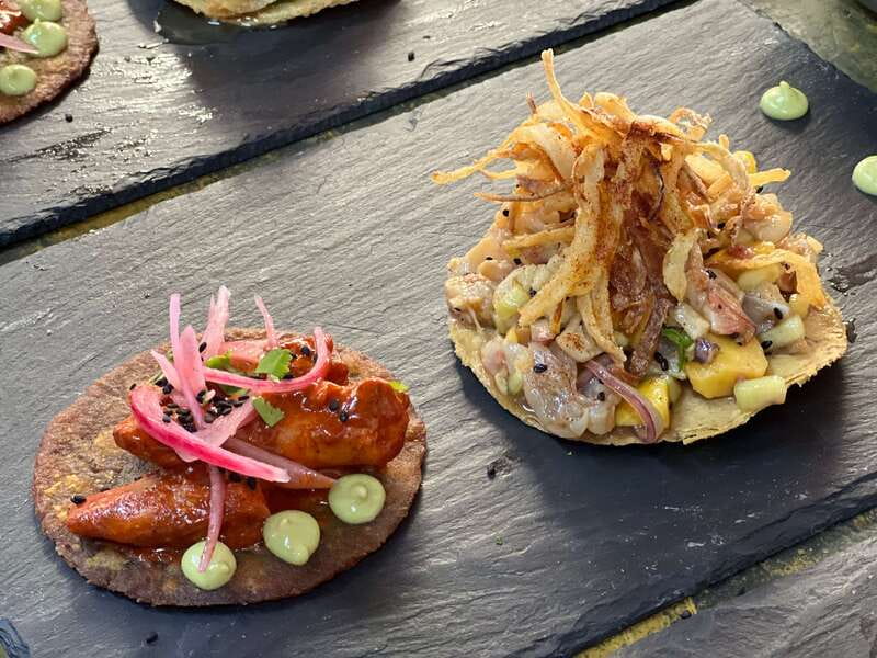 San José del Cabo: A flavor experience, margaritas tasting - The taco lineup: tacos, tostadas, ceviche, and guacamole